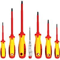 S&amp-R Juego Destornilladores Electricista 1000V Aislados. Certficado por la VDE con agarre ergonomico- forma SL-PH y…
